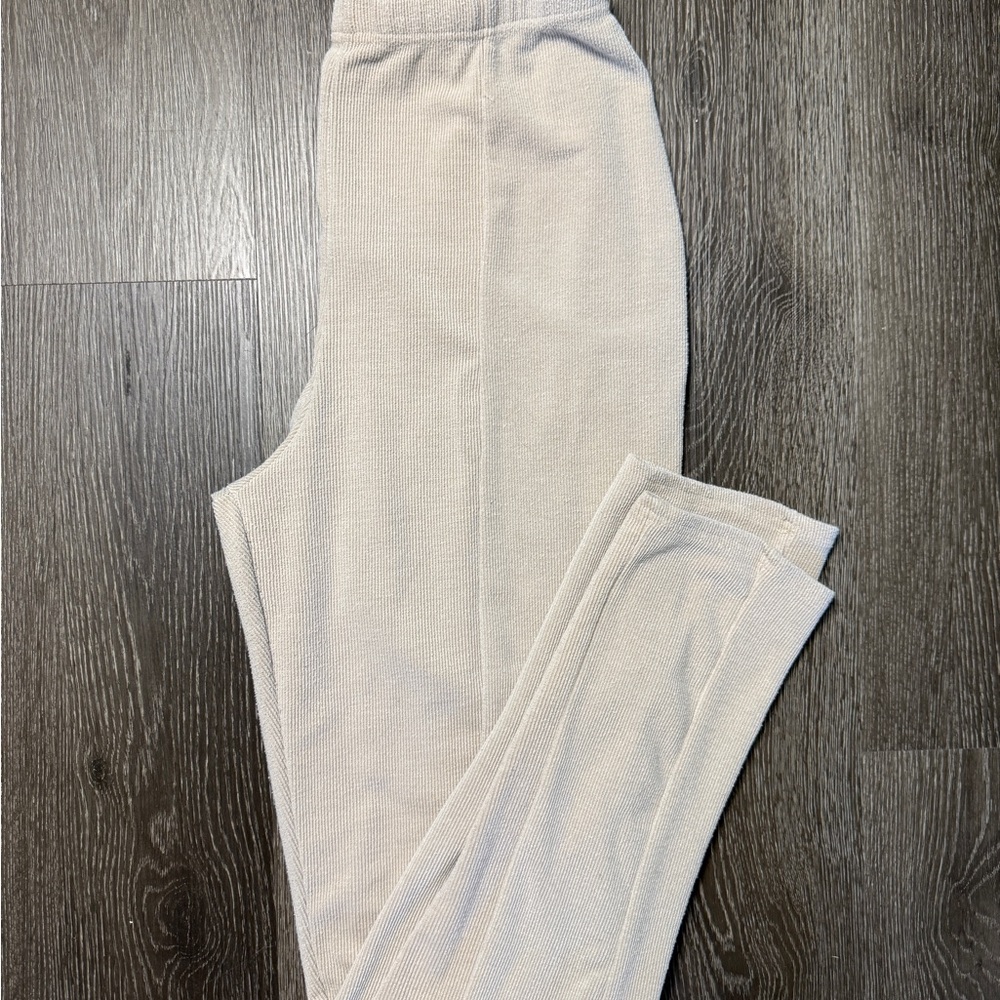 PrettyLittleThing Beige Ribbed Trousers